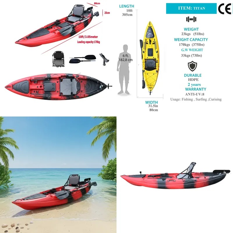 Fishing Boat Paddle - Kayak de pêche monoplace de 10