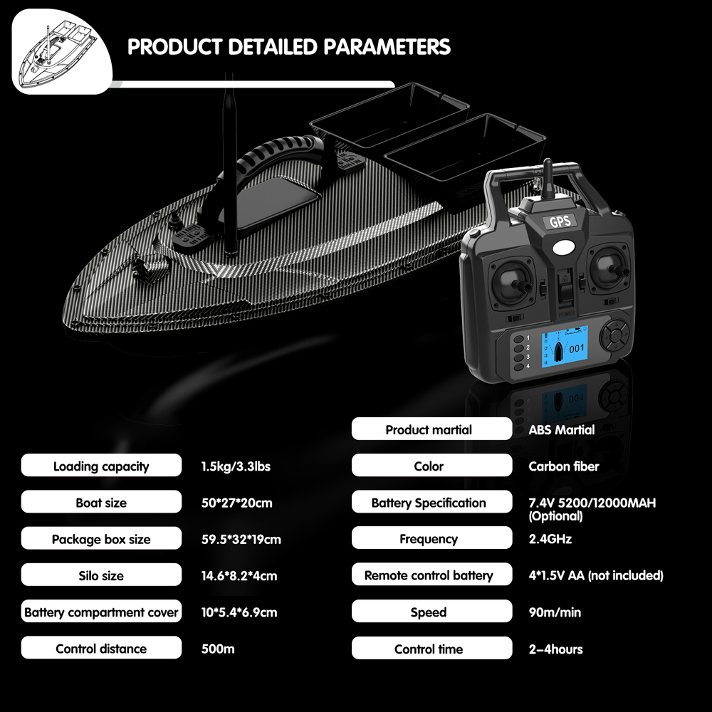 Bateau à appâts RC V070, 12000 - Fishing Boat Gps avis et prix